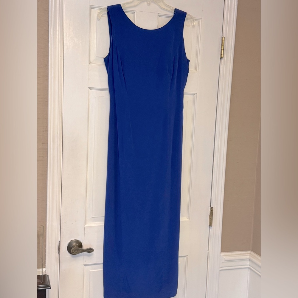 Maggy‎ London Royal Blue Sheath Maxi Dress with Open Back